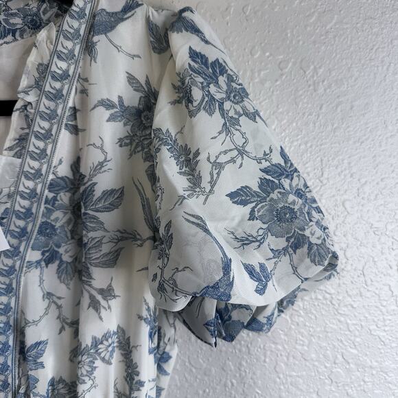 NWT Max Studio Dress Maxi S Blue Floral Tiered Cottage Core Bohemian Botanical - Picture 6 of 6